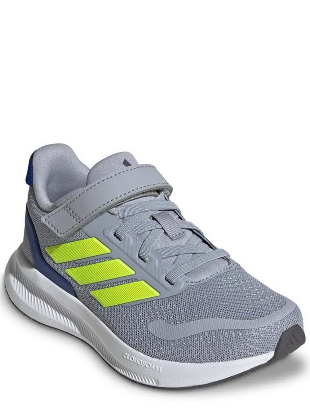 adidas Kids Grey Sneakers with Neon Yellow Stripes